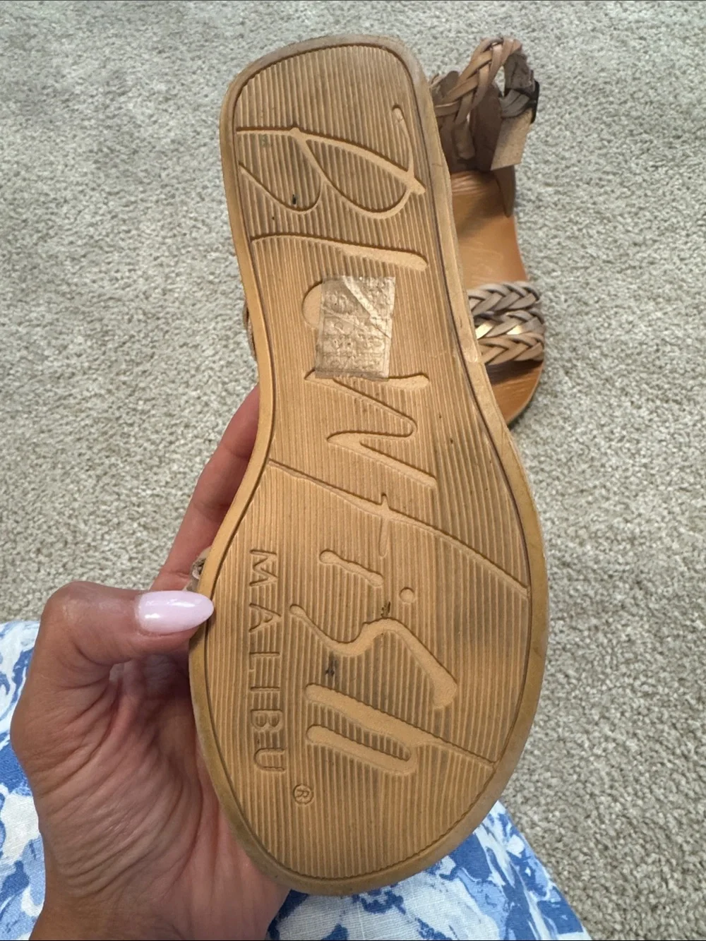 Blowfish Braided Ankle-Strap Sandals in Tan and Metallic